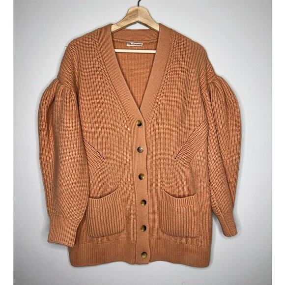 Ulla Johnson Tillie V-Neck Oversized Cardigan Sedona/Orange Size Medium - Picture 3 of 9